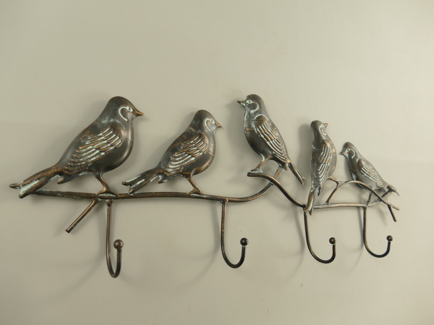Wandhaken Eisen Vogel Grau/schwarz  L.52cm