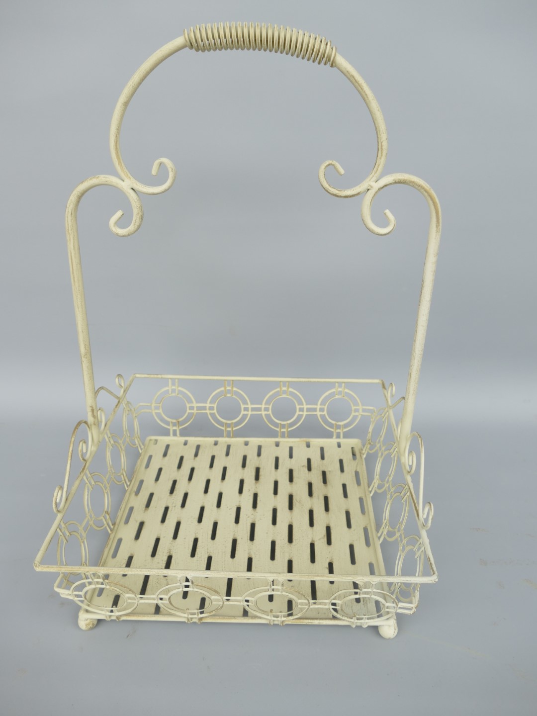 Korbset Eisen rustikal weiss H.50/43cm Set/2