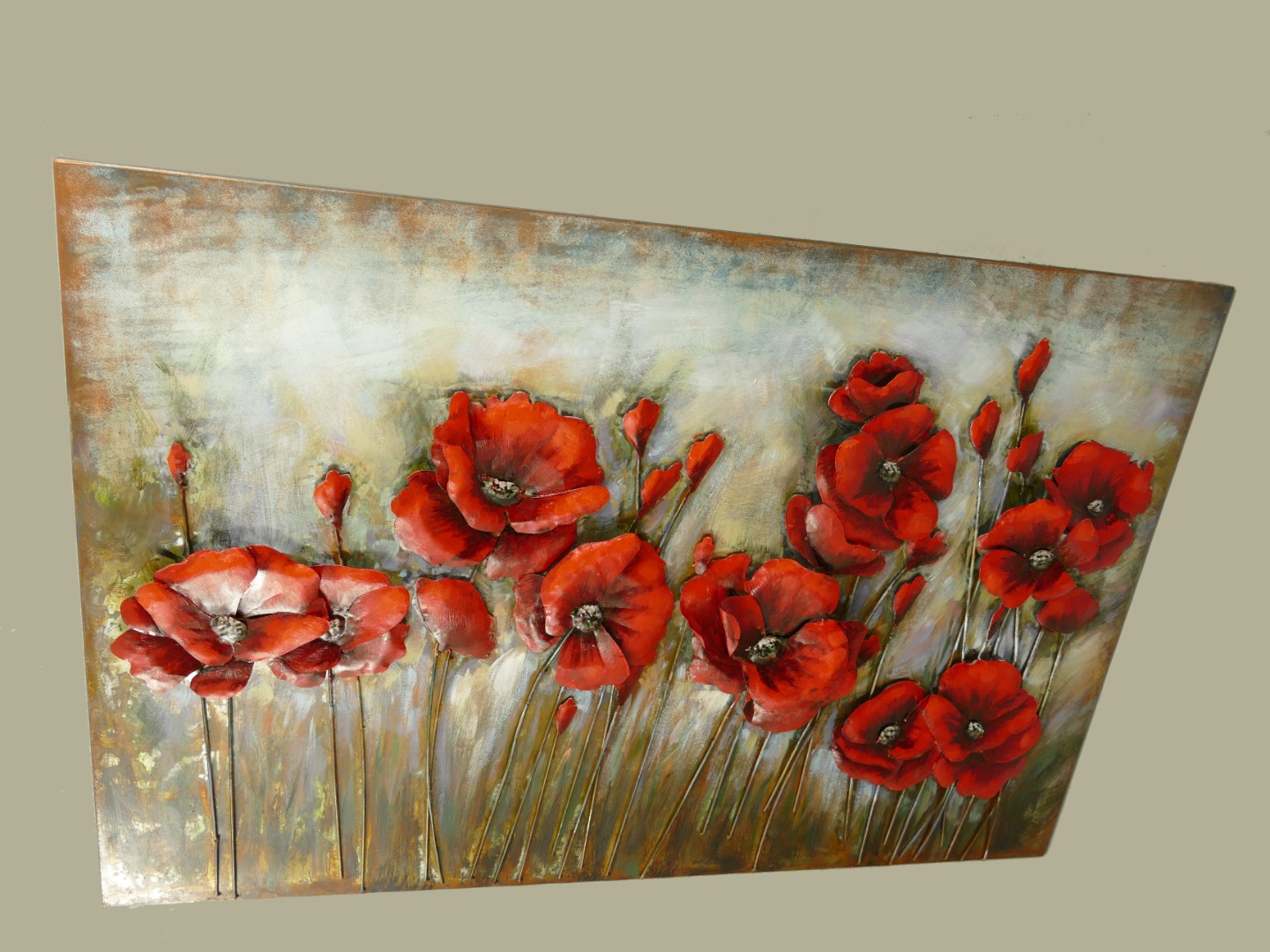 (*)Metallbild(3D) Eisen Blumen L.120cm