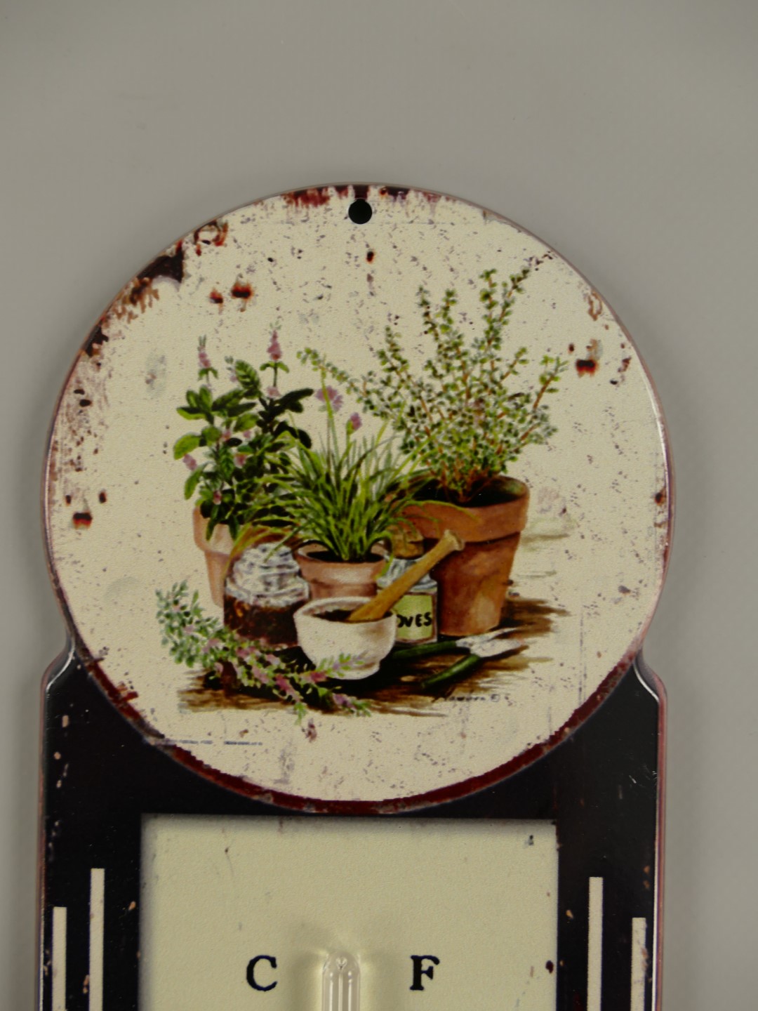 Thermometer Antik Eisen Blumen H.39x11cm