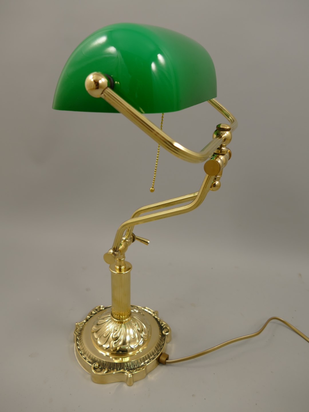 Bankerslampe Messing Glas grün H.45cm