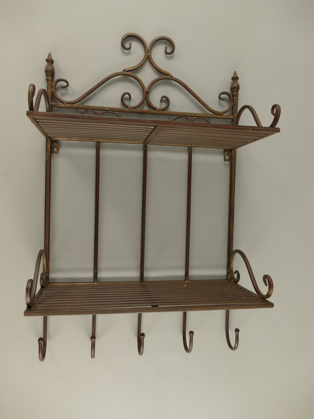 Wandhaken 2-ablagen Eisen RÖSTIG farbig L.42x68cm