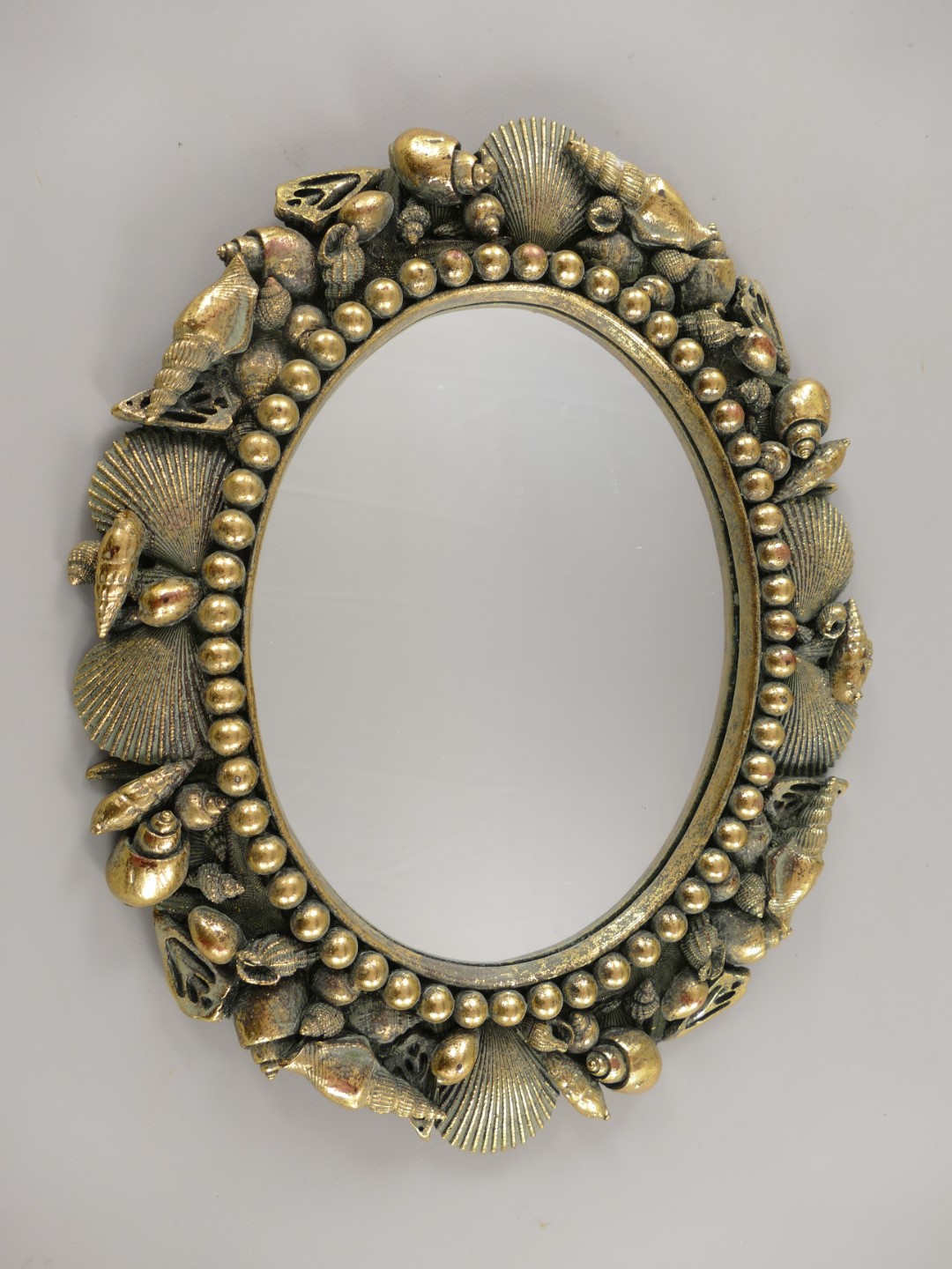 Wandspiegel Muscheln Polystein Gold H.37cm