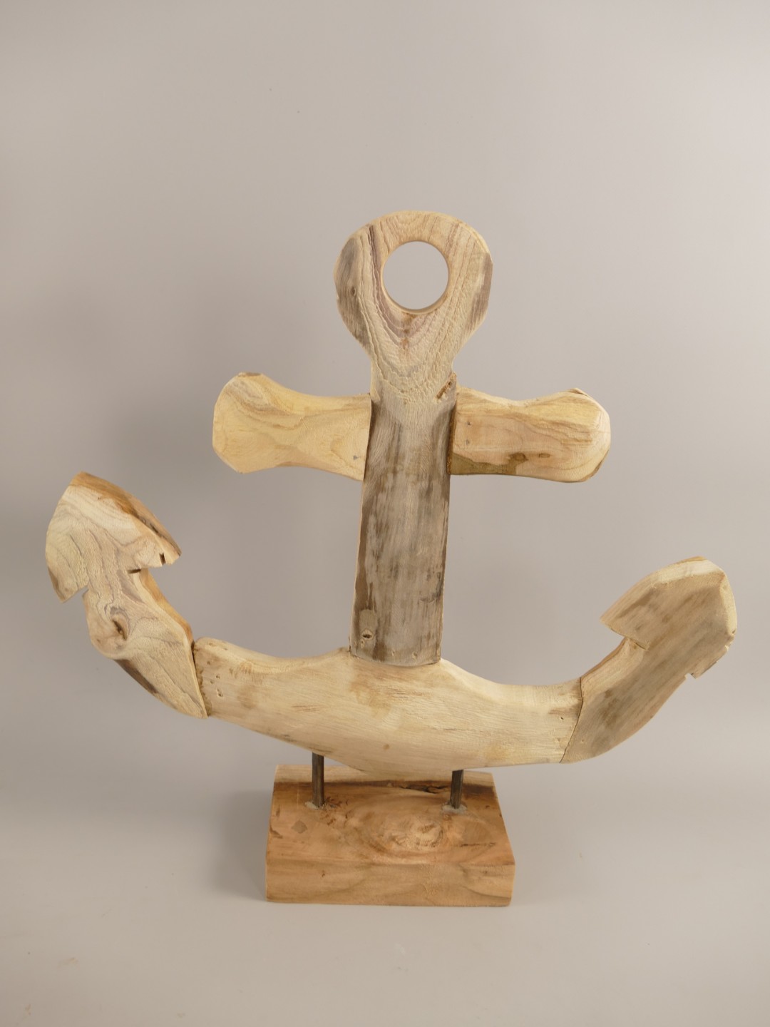 *NT Deko Anker Steh Set/3 Teak Holz/Eis.H.30/50