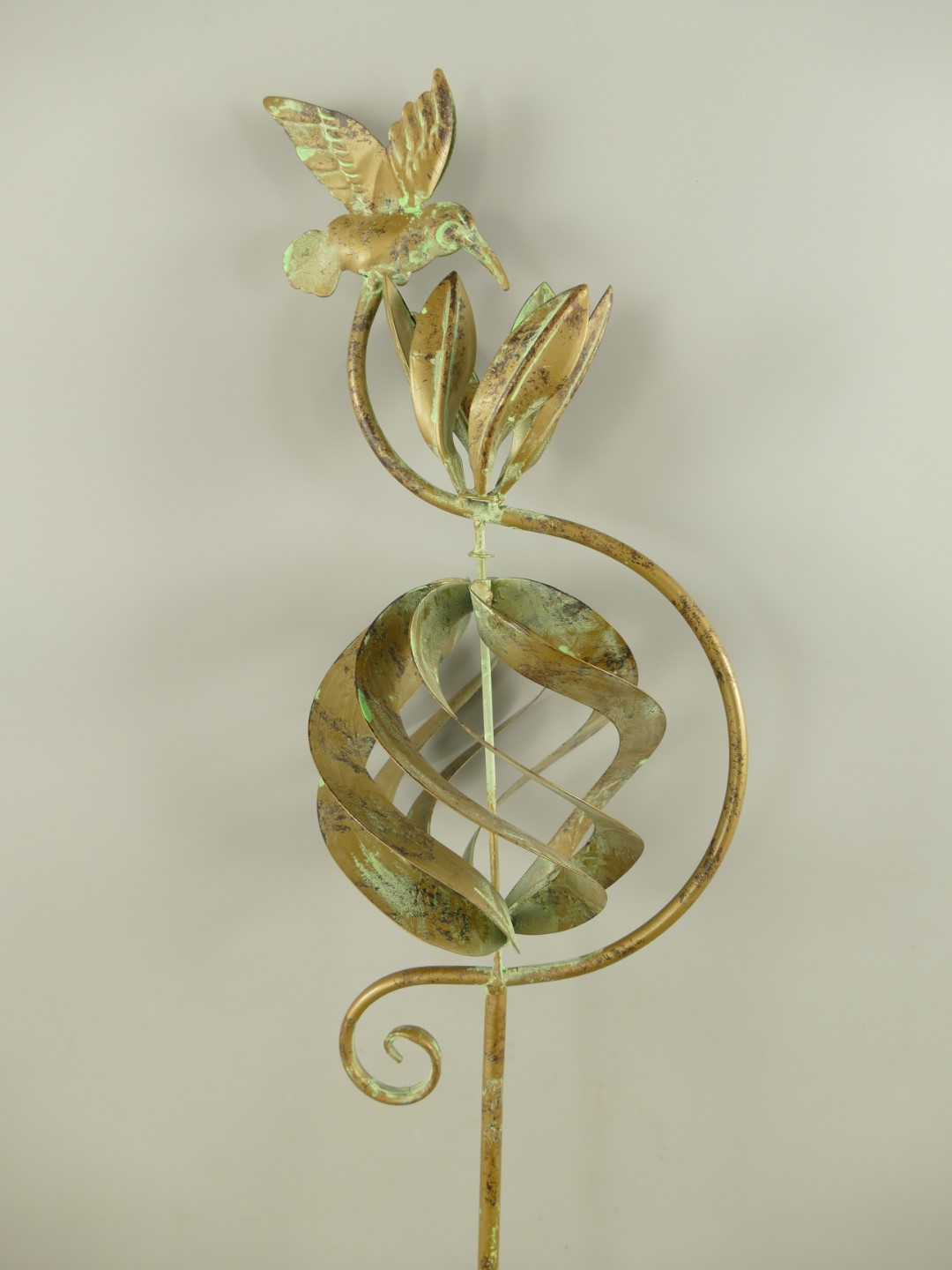 Wind Spinner Eisen Grün farbig H.160x28cm