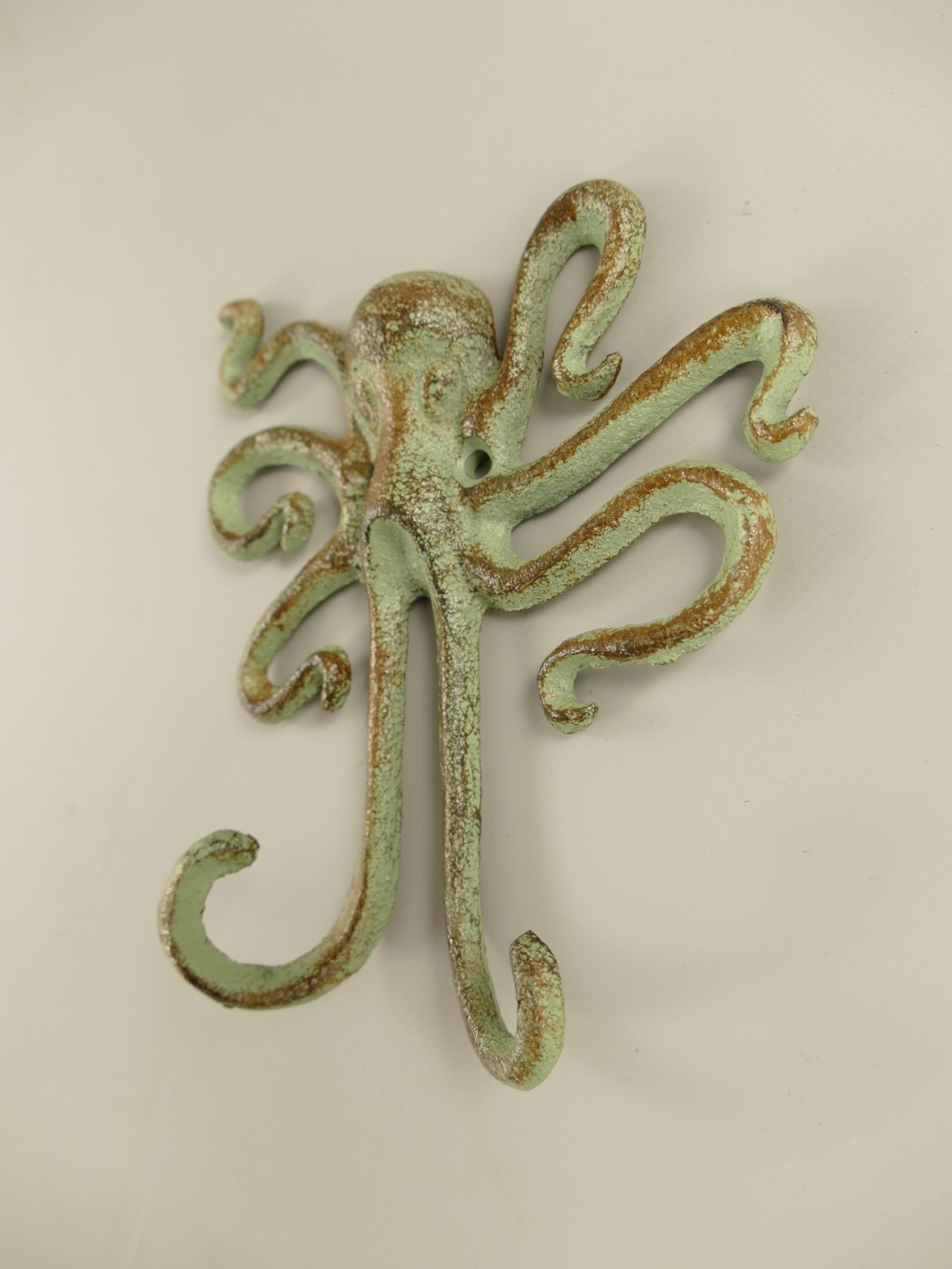 Wandhaken Oktopus Gußeisen farbig H.15cm