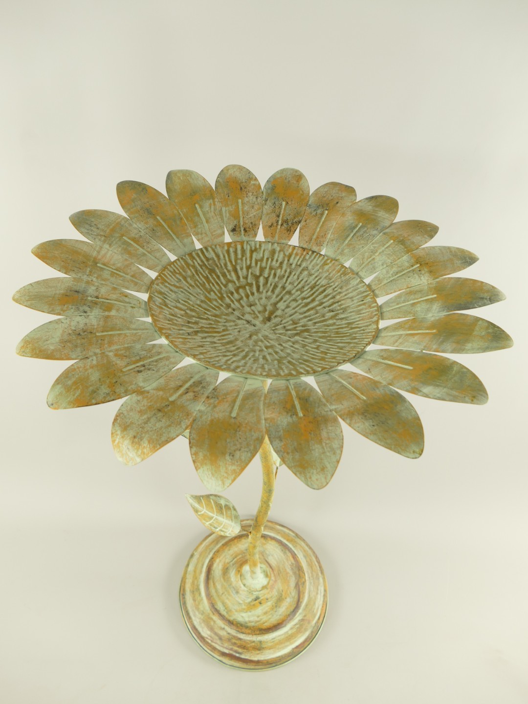 Vogeltränke Blume Eisen rustikal Grün H.75cm