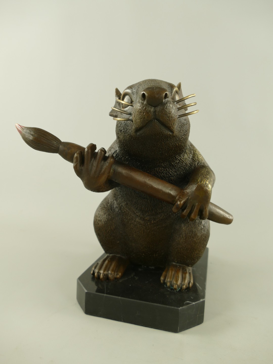 Figur Bronze Banksy Maus mit Pinsel H.27cm