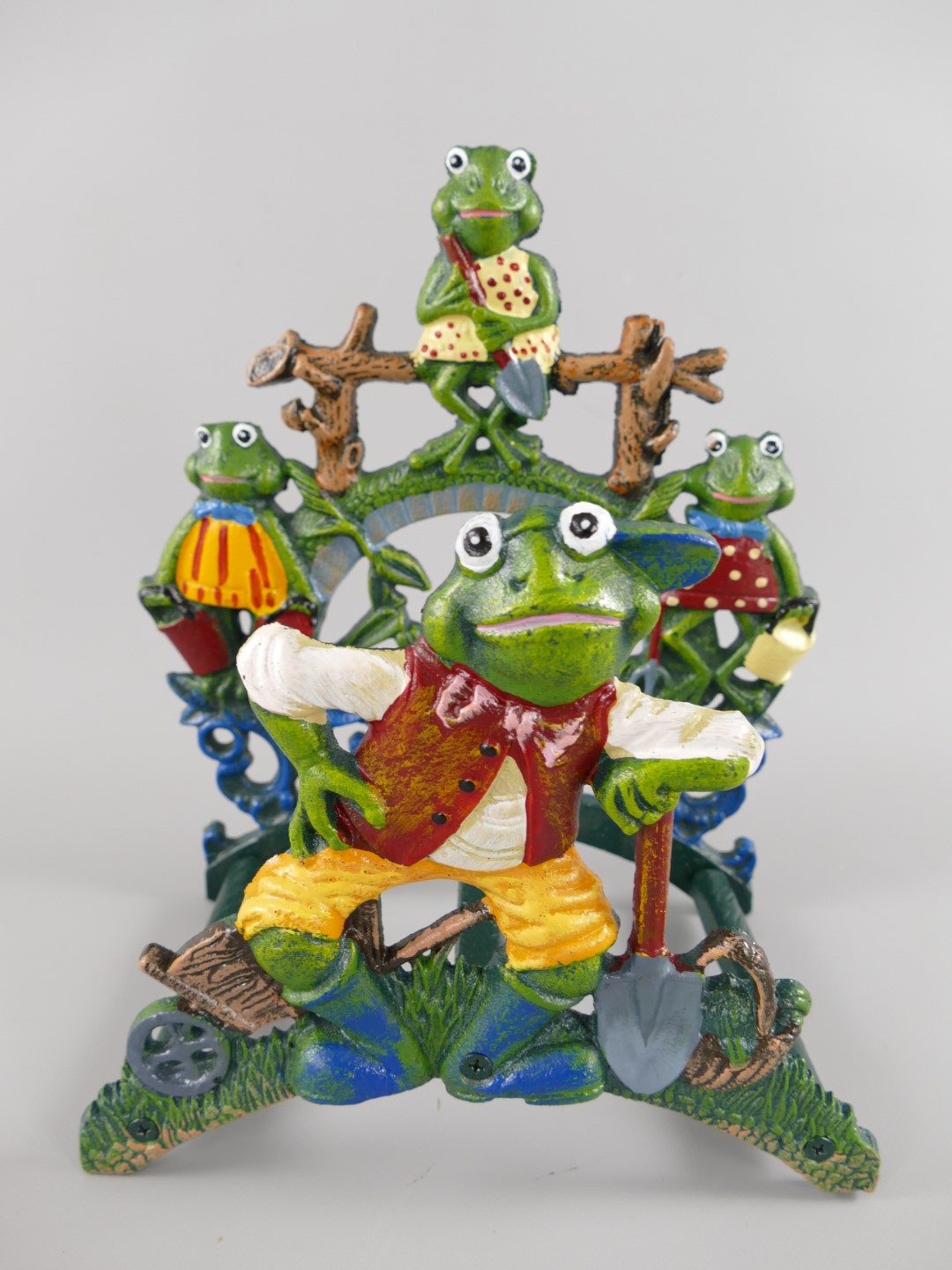 Schlauchhalter FROSCH rustikal farbig H.30x26cm