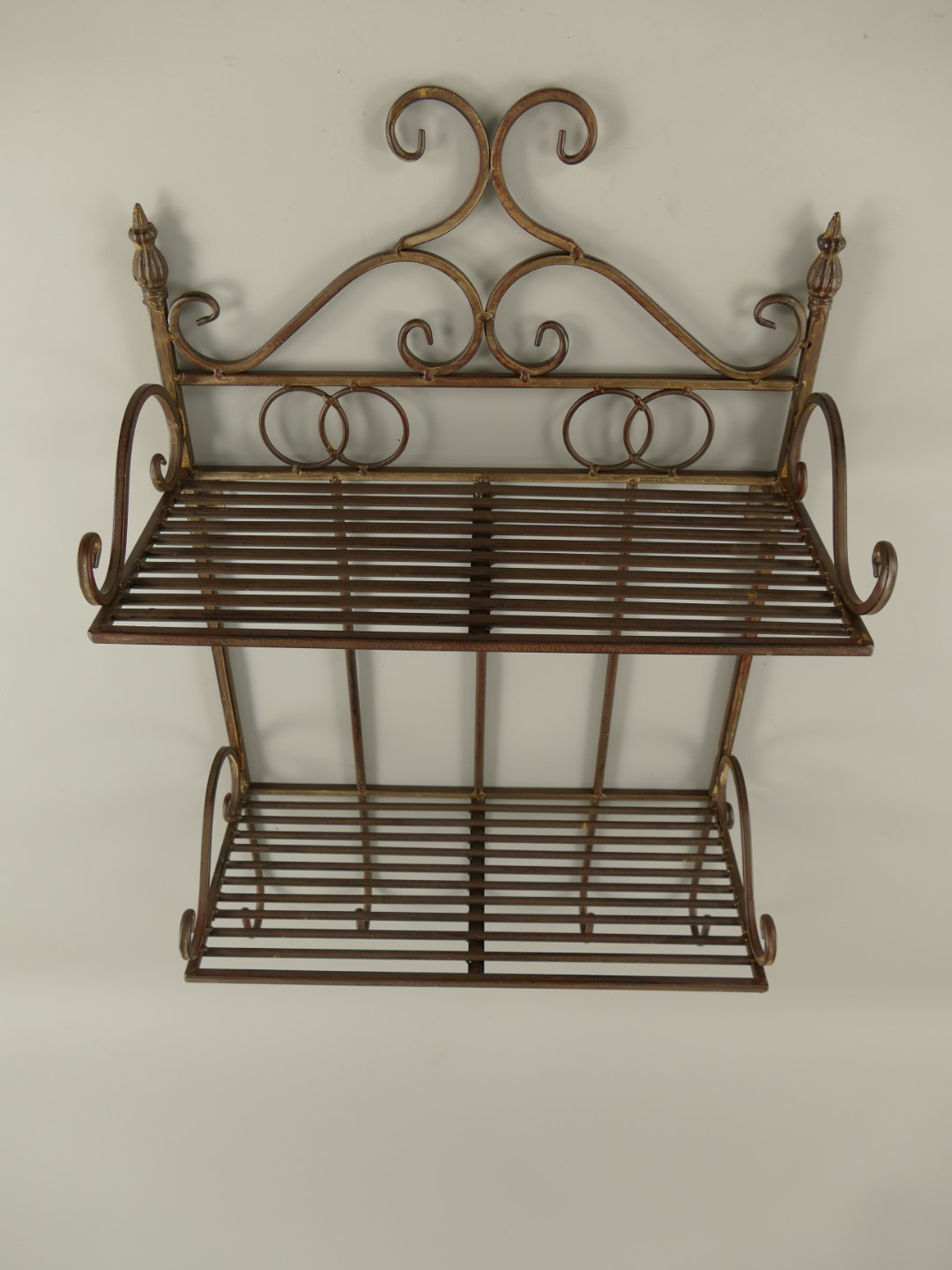 Wandhaken 2-ablagen Eisen RÖSTIG farbig L.42x68cm