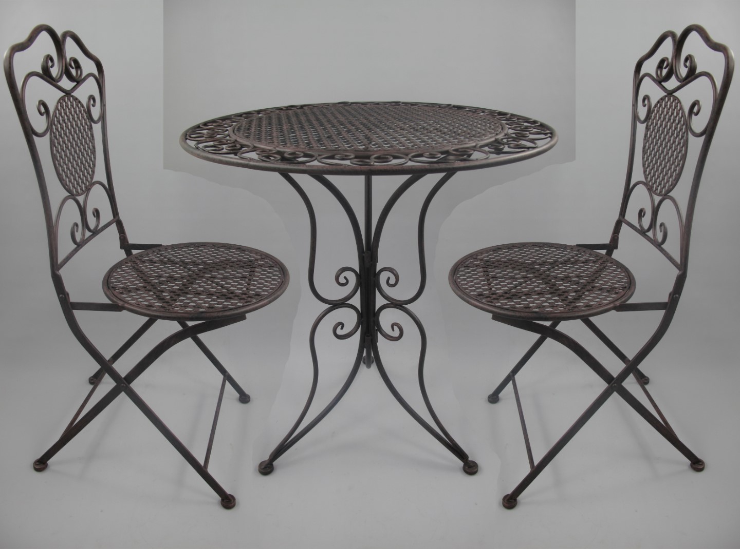 *NT 2xStuhl/Tisch(60) H.70cm Eisen antikbraun SET!