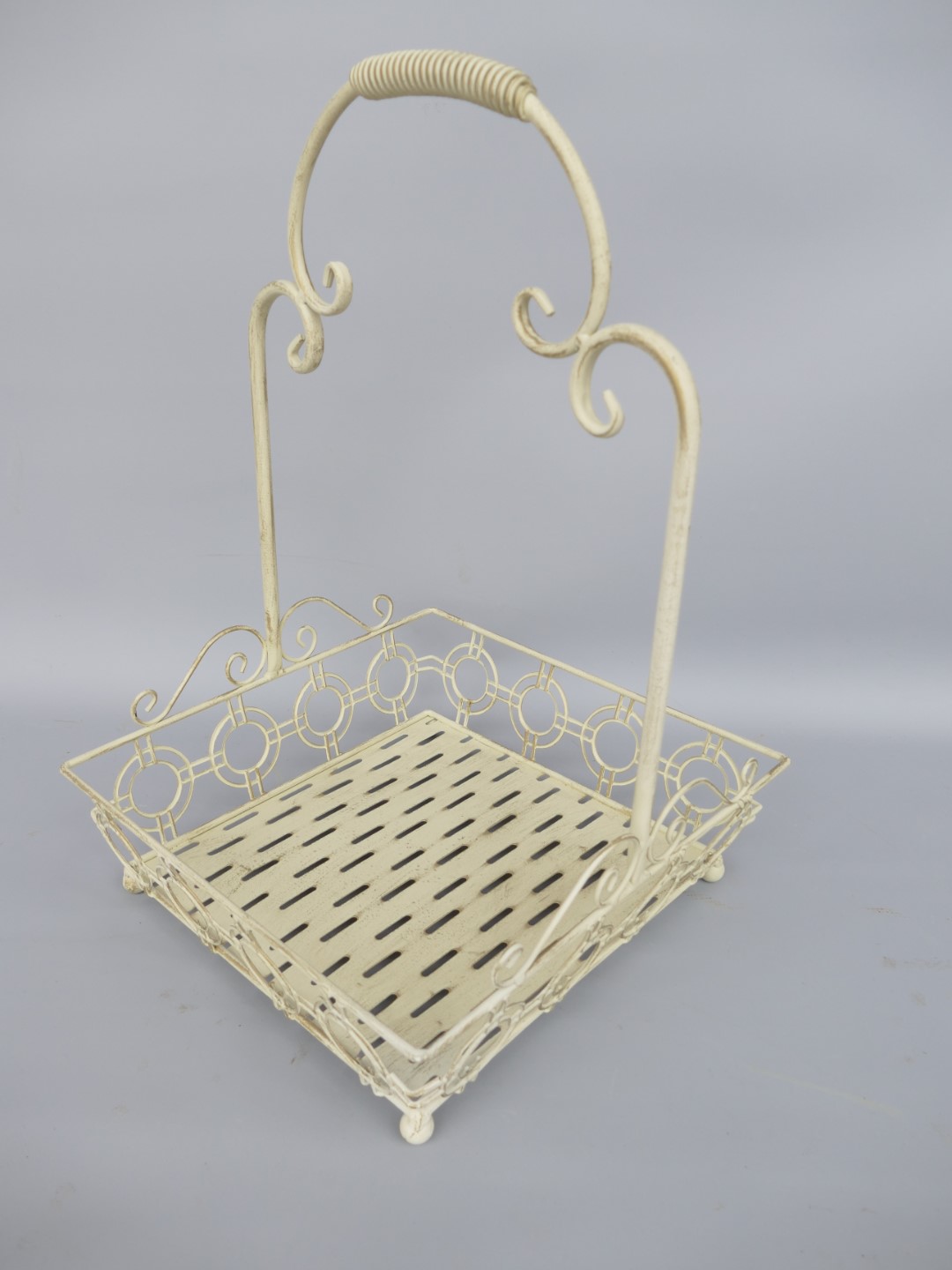 Korbset Eisen rustikal weiss H.50/43cm Set/2