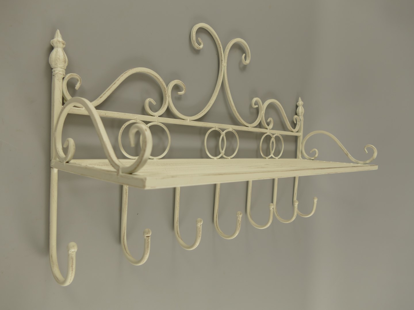 Wandhaken/ablage Eisen rustikal weiss L.65cm