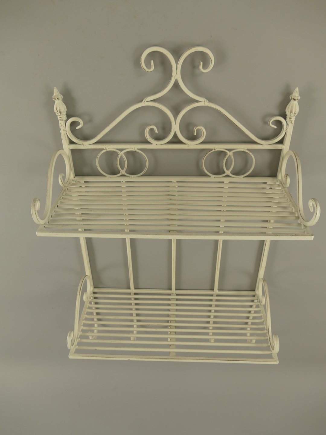Wandhaken 2-ablagen Eisen rustikal weiss L.42x68cm
