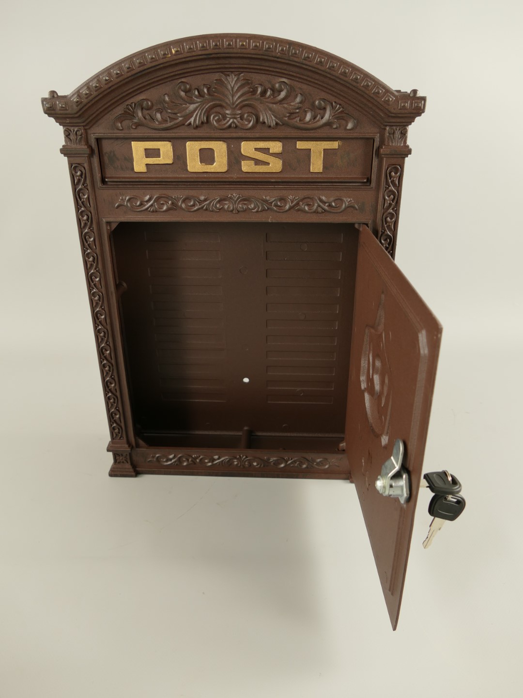 Wandbriefkasten Alu/eckig rustikal braun H.45cm