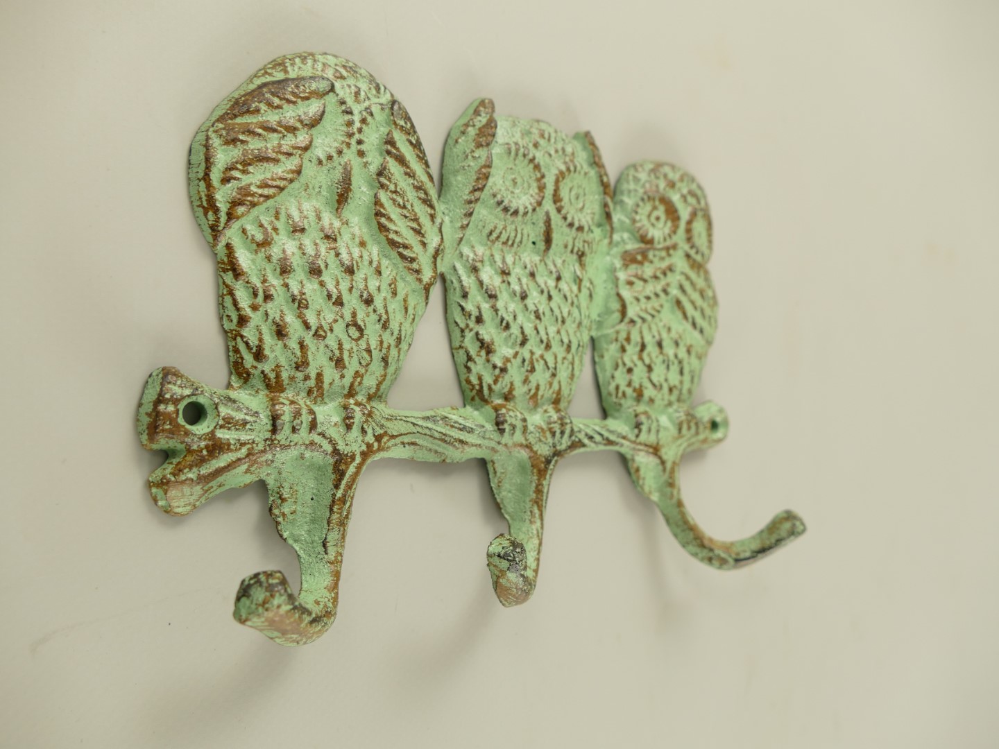 Wandhaken Eule Gußeisen farbig L.19cm
