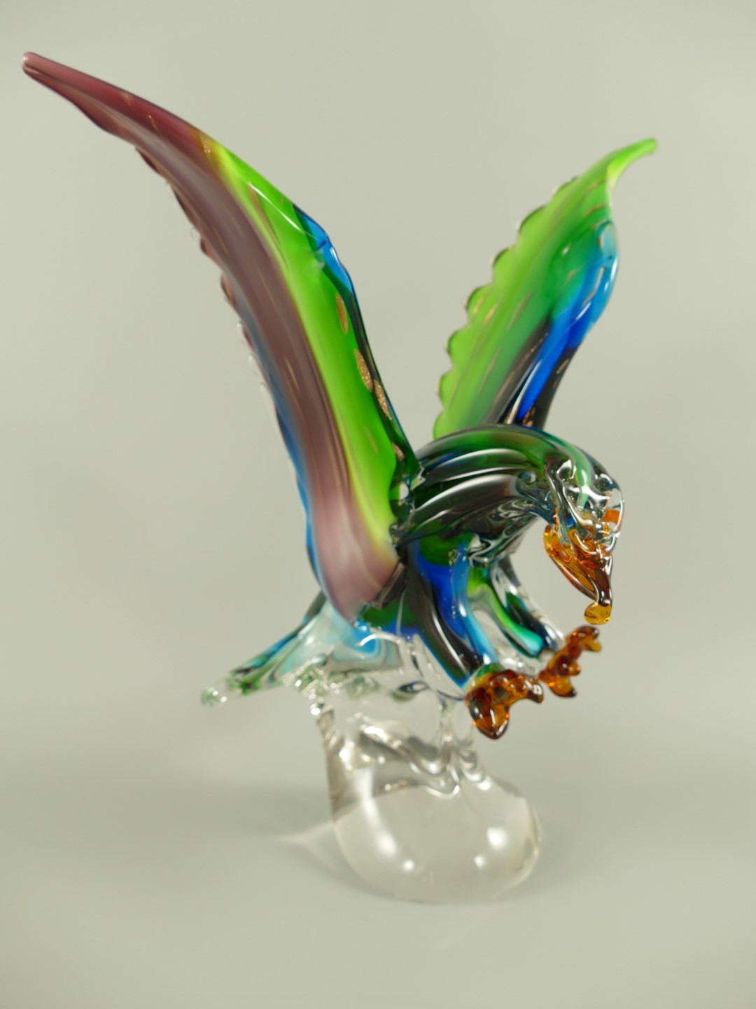 Glasfigur Vogel farbe H.36cm