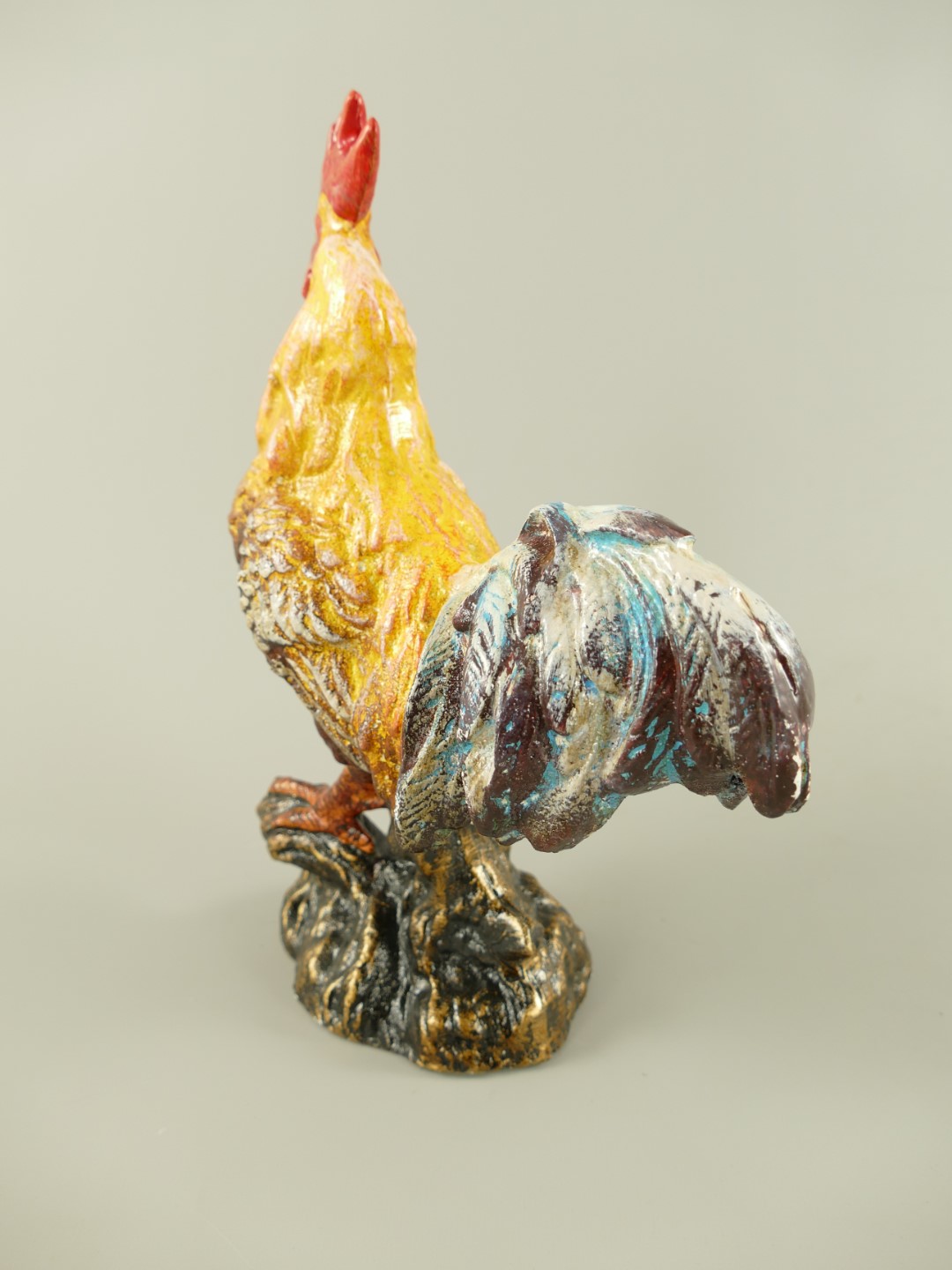 Hahn Gußeisen farbig H.29cm