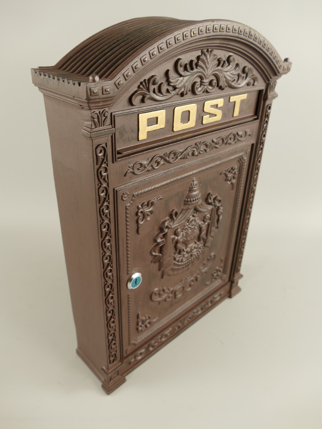 Wandbriefkasten Alu/eckig rustikal braun H.45cm