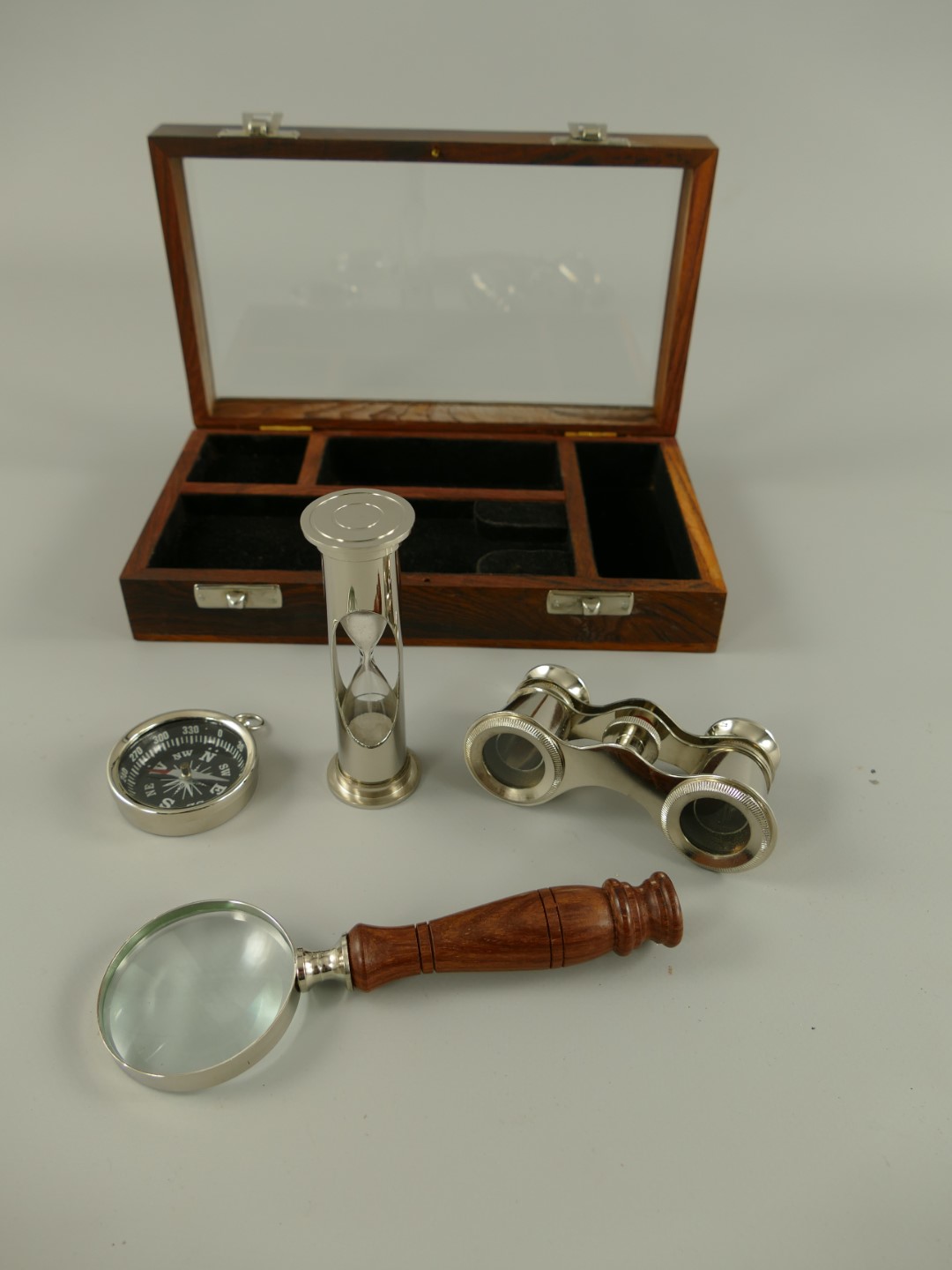 Nautikset vernickelt Holzdose L.22cm