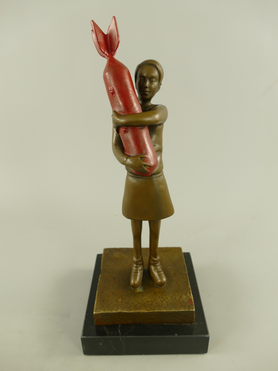 Figur Bronze Banksy Rocket Girl Farbig H.33cm