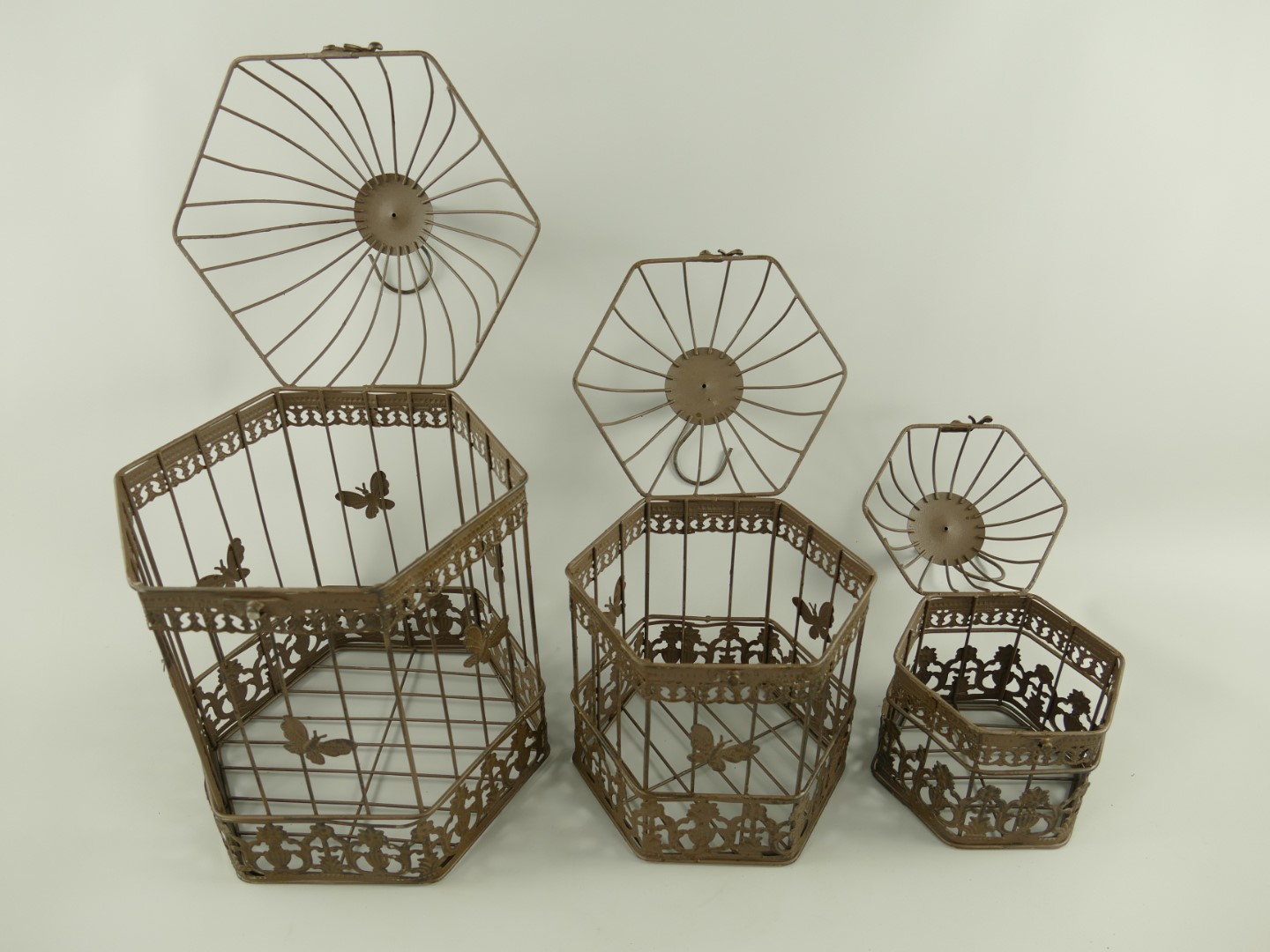 Käfig 6*ECK Eisen rust. braun Set/3 H.26/46cm SET!
