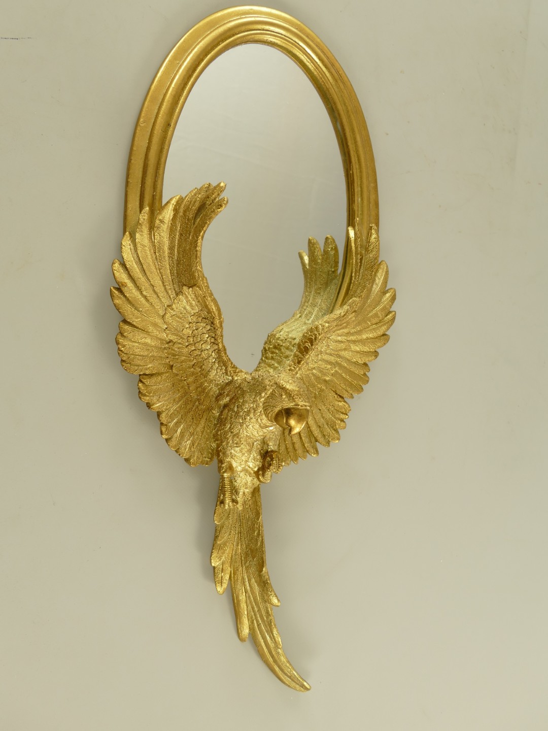 Wandspiegel Papageien Polystein gold H.59cm