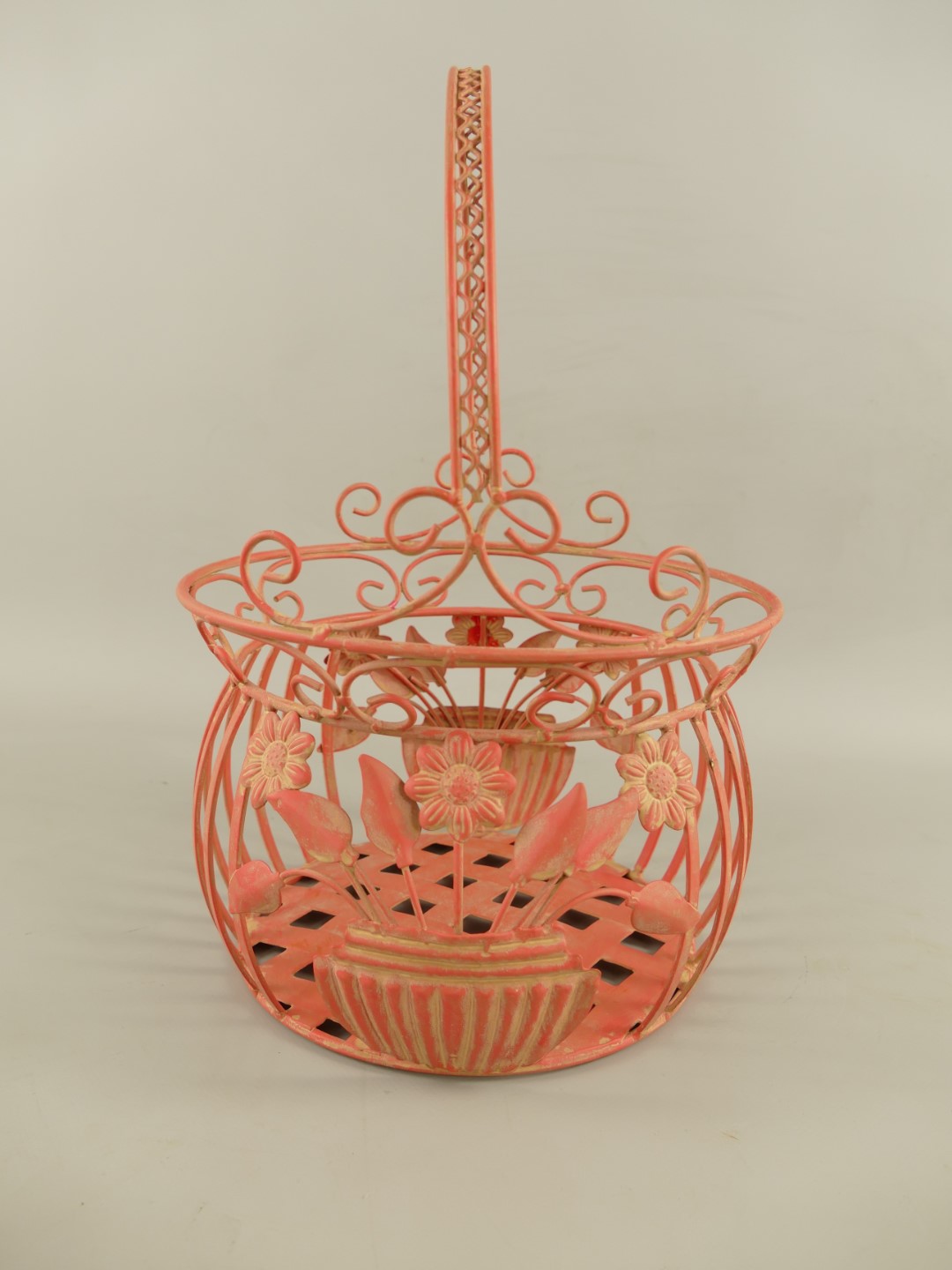 Korbset Eisen rosa Set/2 H.32/38cm