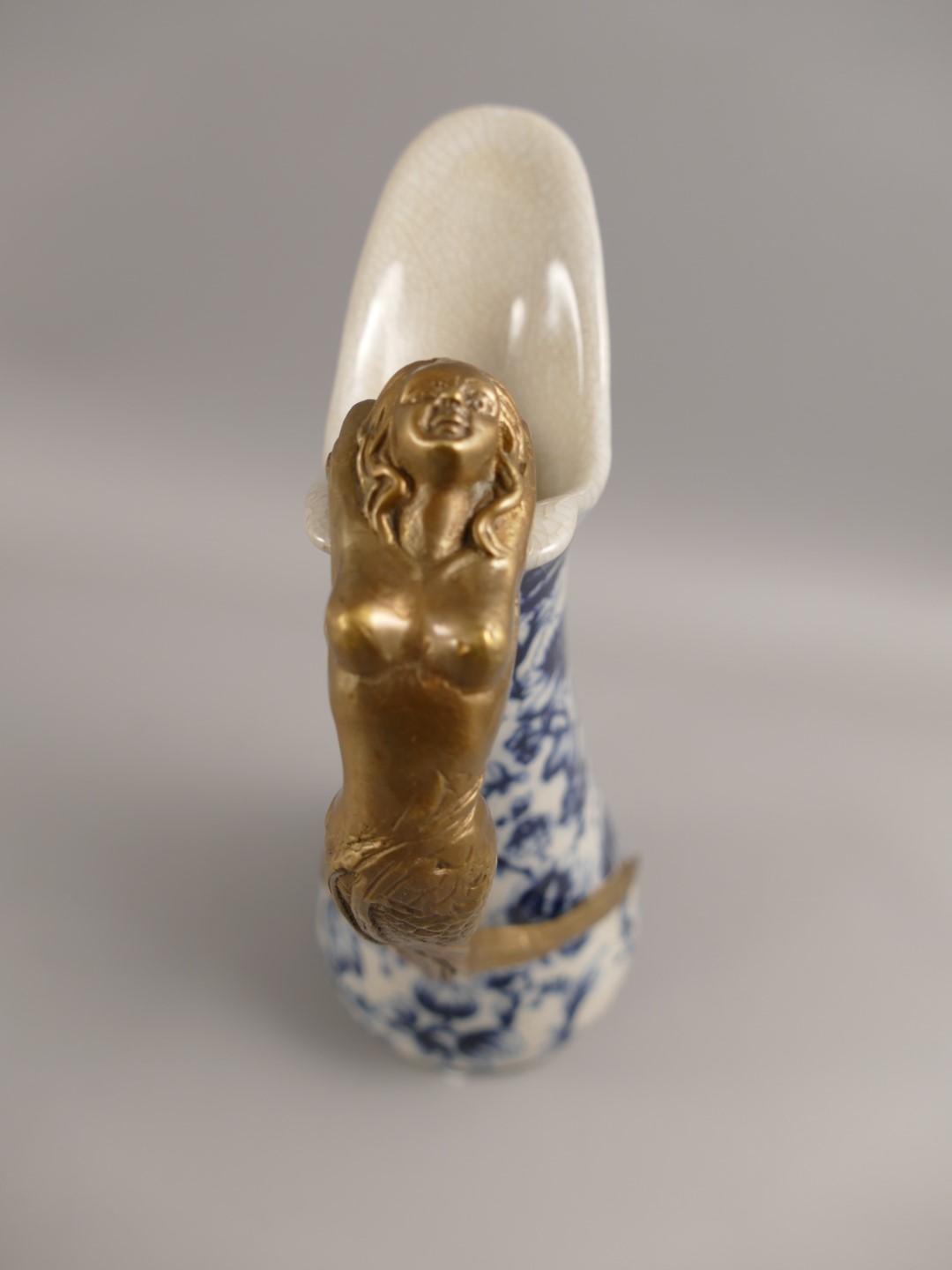 Vase Porzellan mit Messing BLAU!! H.25x14cm