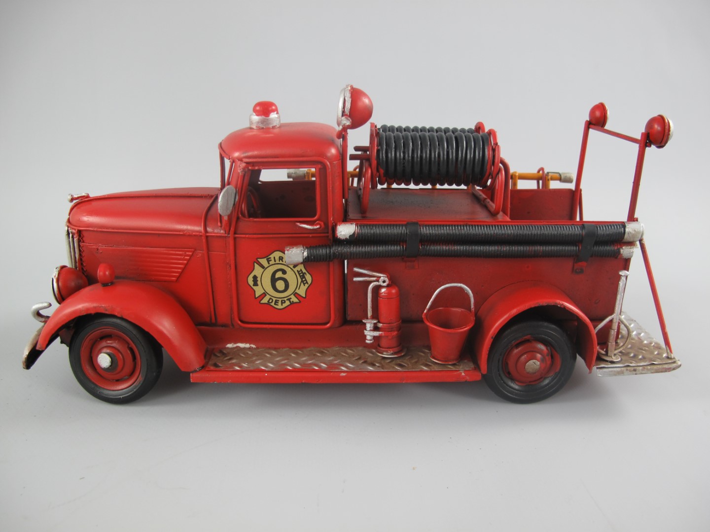 Feuerwehrwagen Antik Eisen L.30x14x12cm