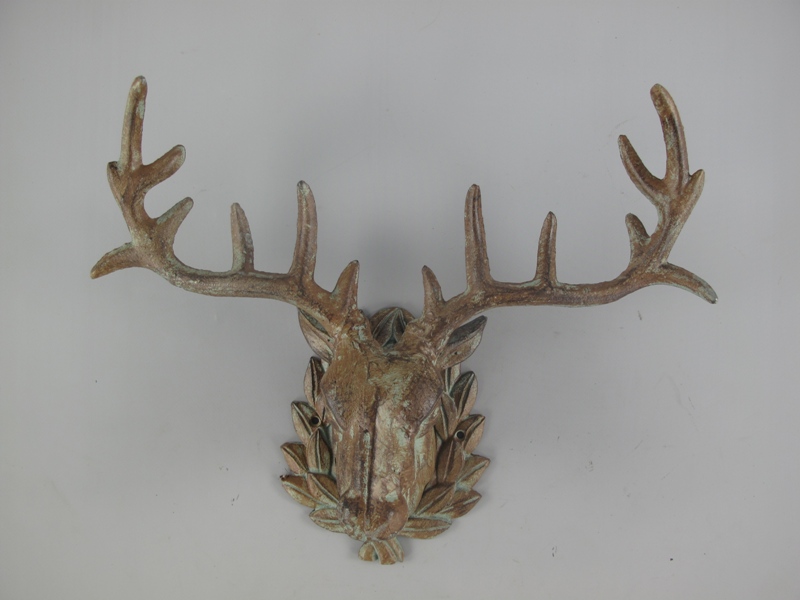 Hirschkopf Eisen Farbig H.35cm