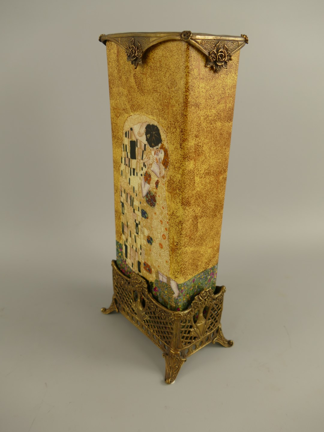 Vase KLIMT!! farbe Porzellan/Messing L.34cm