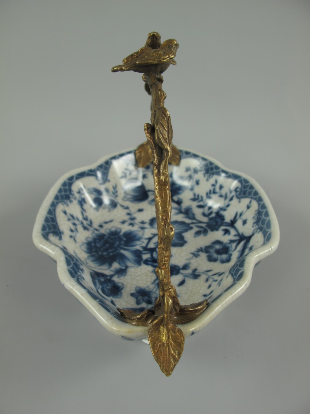 Schale BLAU!! Porzellan/Messing L.20x13x13cm