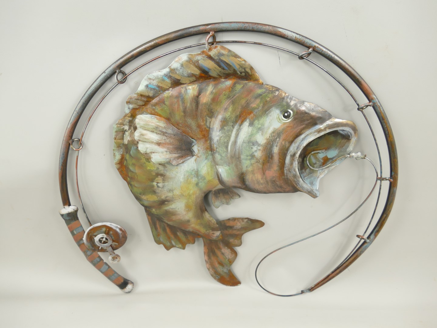 (*)Metallbild (3D) Eisen Fisch H.60cm