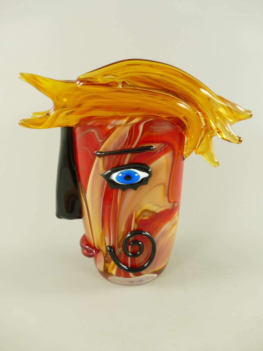 Glas Vase gesicht farbe H.30x29x10cm