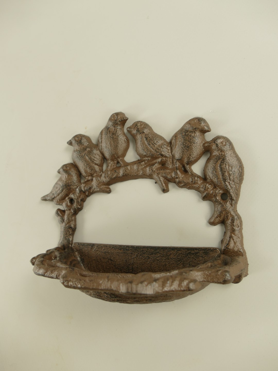 Vogeltränke Gußeisen Wand rustikal braun L.18cm