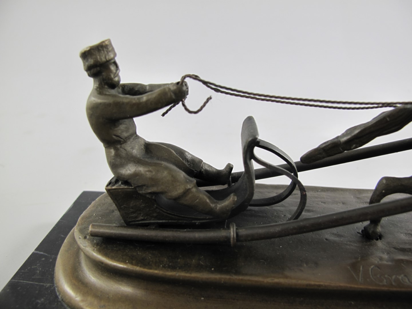 Figur Bronze PFERDESLITTEN L.25x10cm