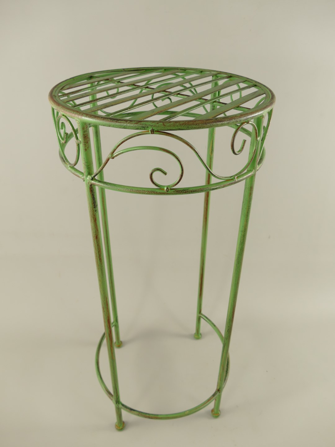 Tisch Eisen Rund rustikal grün Set/3 H.50-70cm