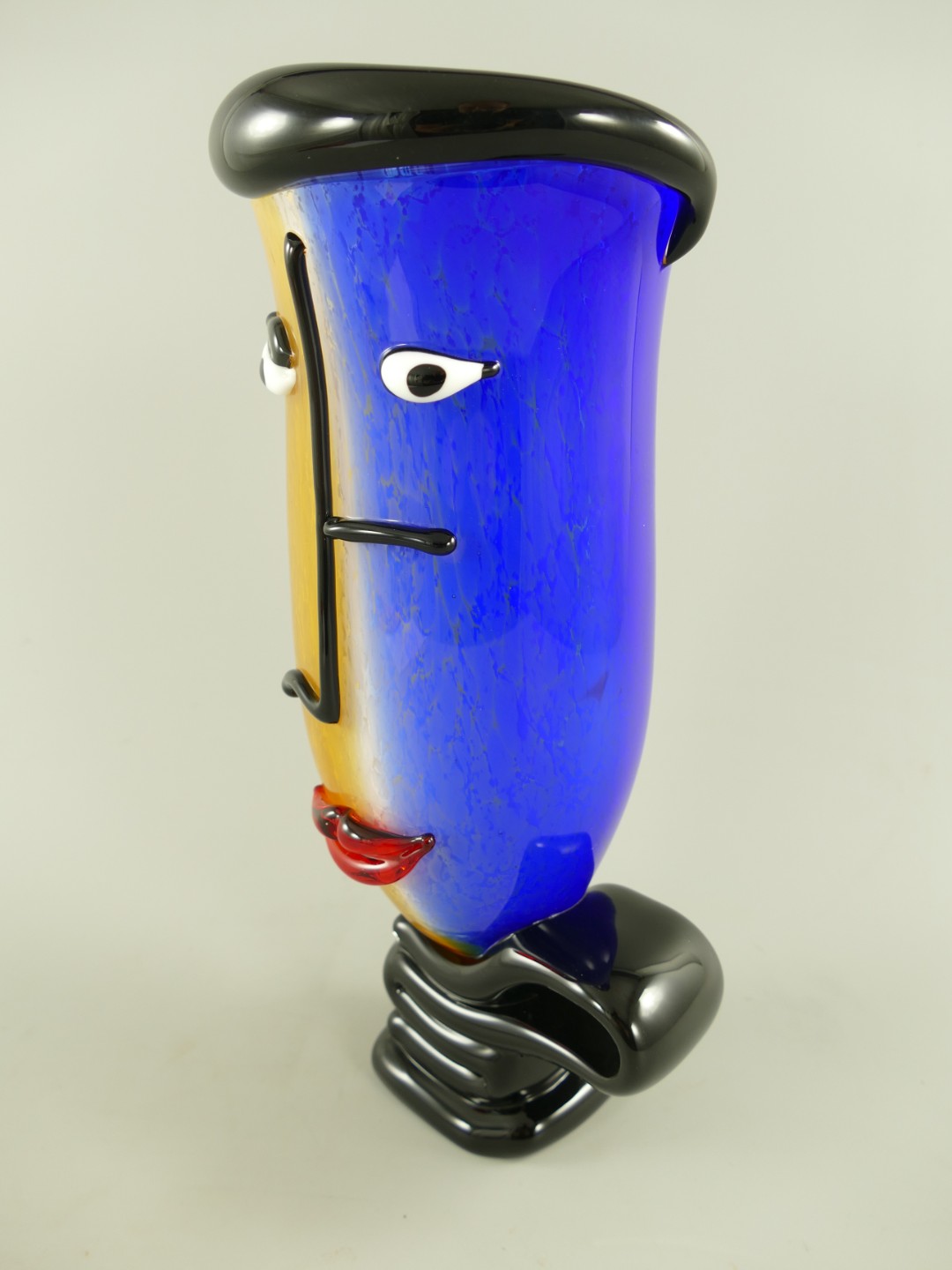 Glas Vase mit Gesicht farbe H.17cm