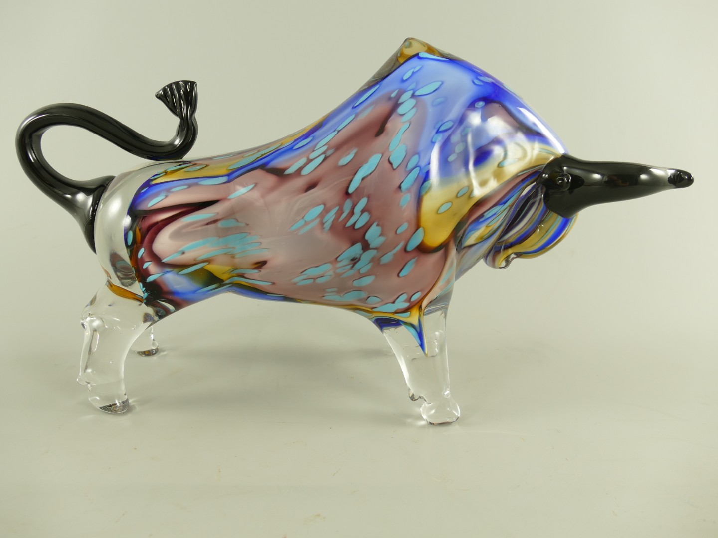 Glasfigur Murano styl Bülle farbe H.38cm