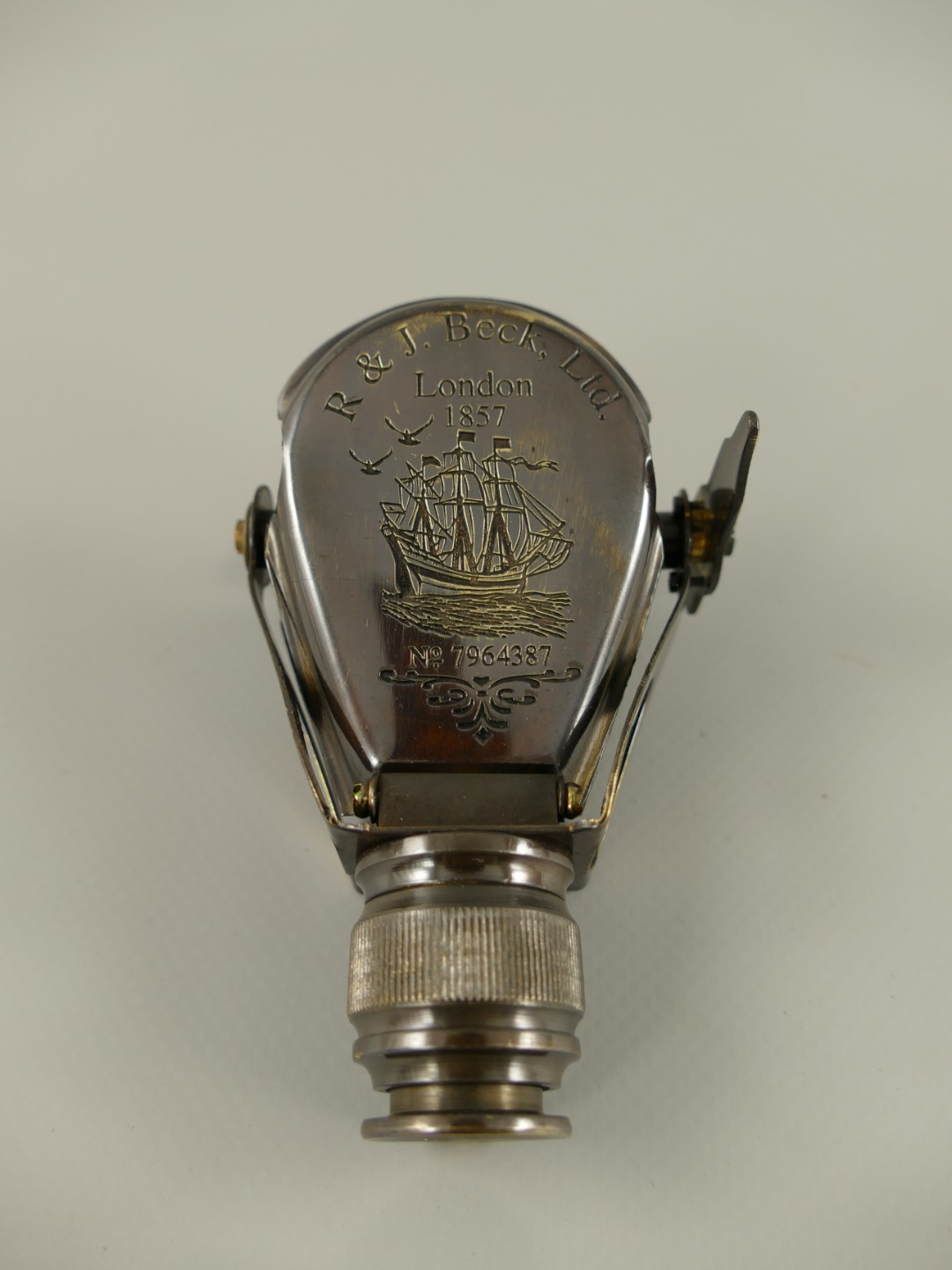 Fernrohr Messing brüniert Leder box L.10cm