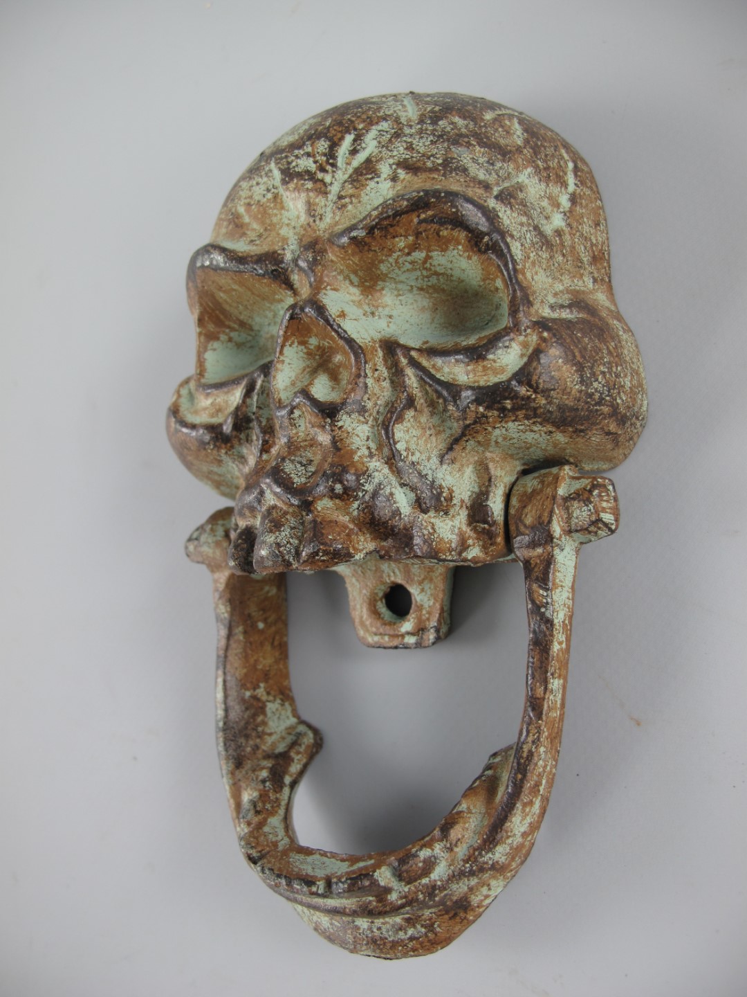 Türklopfer Gußeisen farbig Totenkopf H.18x11cm