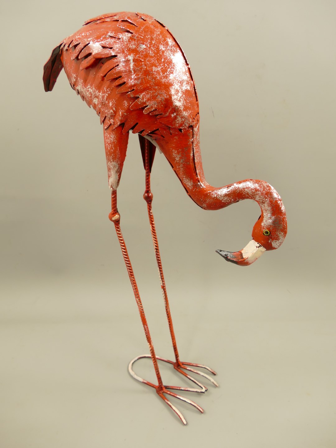 Flamingo Eisen Rose farbig H.66cm