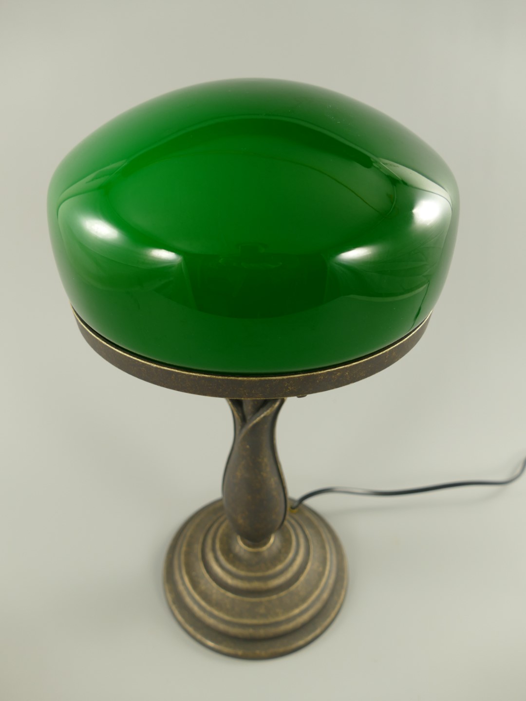 Pilzlampe Messing brün.(Glas grün 162.PS-G) H.38cm