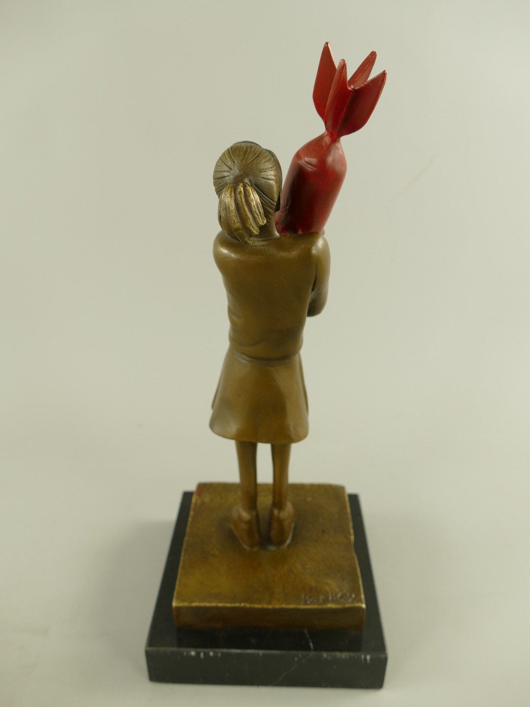 Figur Bronze Banksy Rocket Girl Farbig H.33cm
