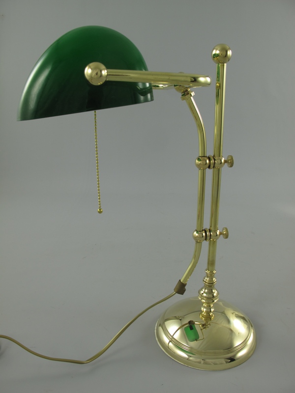 Bankerslampe Messing Glas grün H.45cm