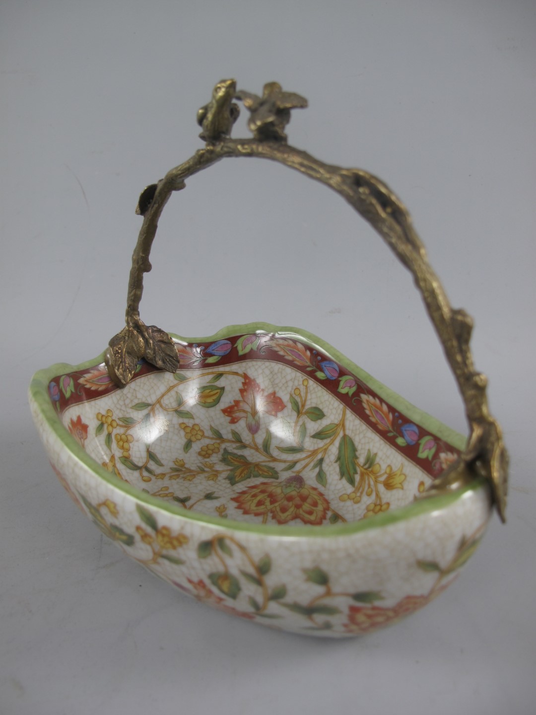 Schale FARBIG!! Porzellan/Messing L.18x15cm