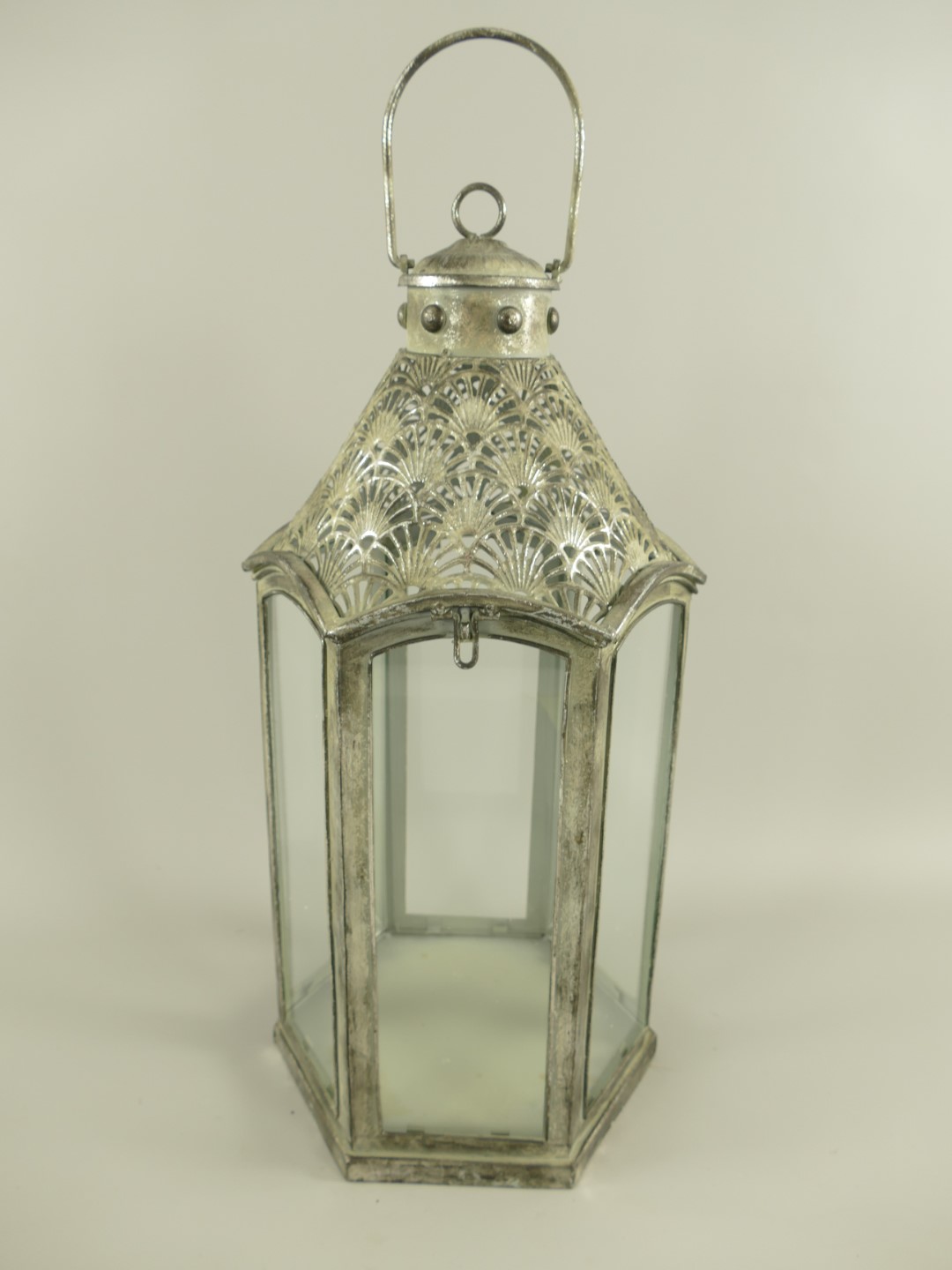 (*)Laterne silber Eisen farbe H.60cm