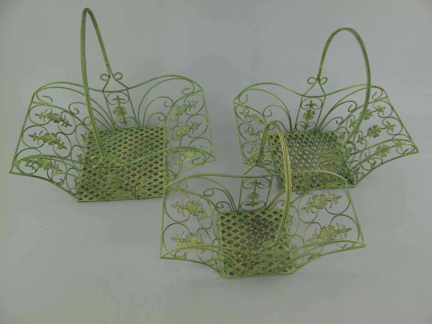Korbset Eisen grün Set/3 H.38/41/43-L.41/44/47cm