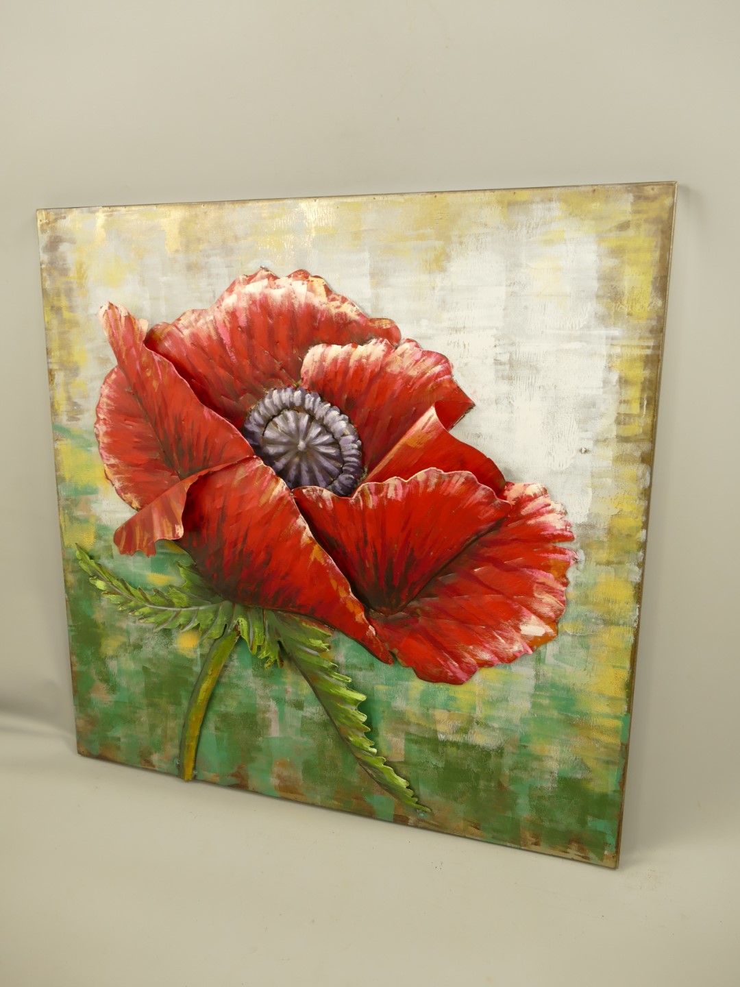 (*)Metallbild(3D)Eisen Blumen H.80x80cm